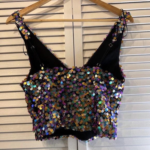 ZARA ✨ Sequin colorful sparkle tank party ready cocktail party crop top - Picture 8 of 8